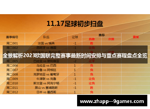 全景解析2023欧国联完整赛事最新时间安排与重点赛程盘点全览